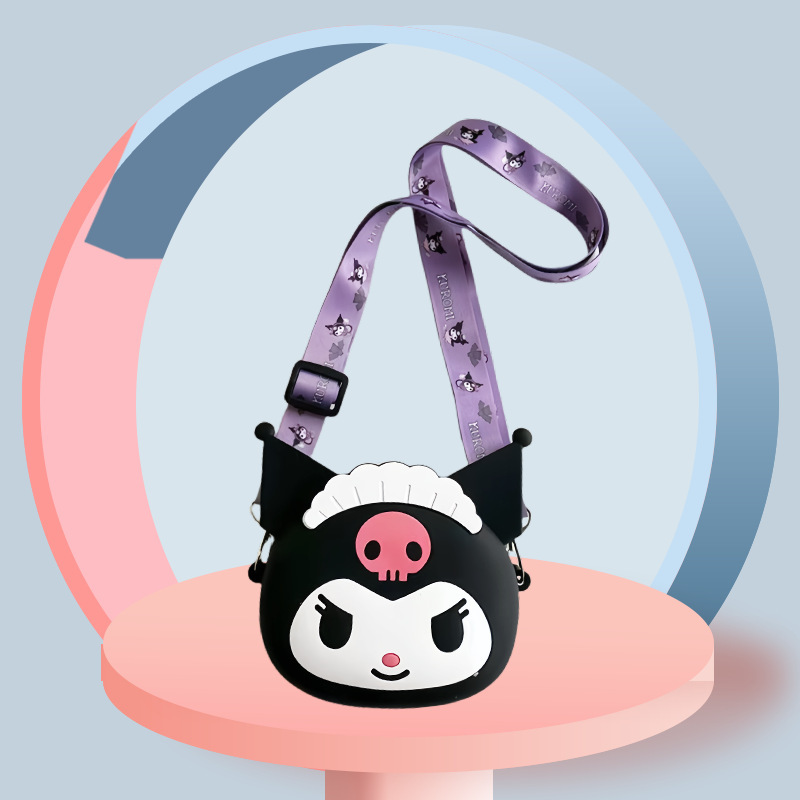 Factory Wholesale Kuromi Handbag Cross-body Bag Kidsren's Coin Shoulder Bag Cute Silicone Big Head Bag