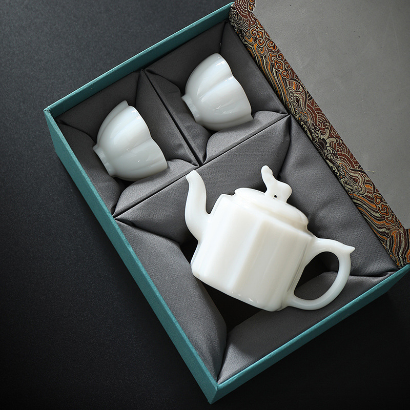 冰种玉瓷茶具套装茶壶大号中式家用泡茶壶德化白瓷功夫茶具礼盒装|undefined