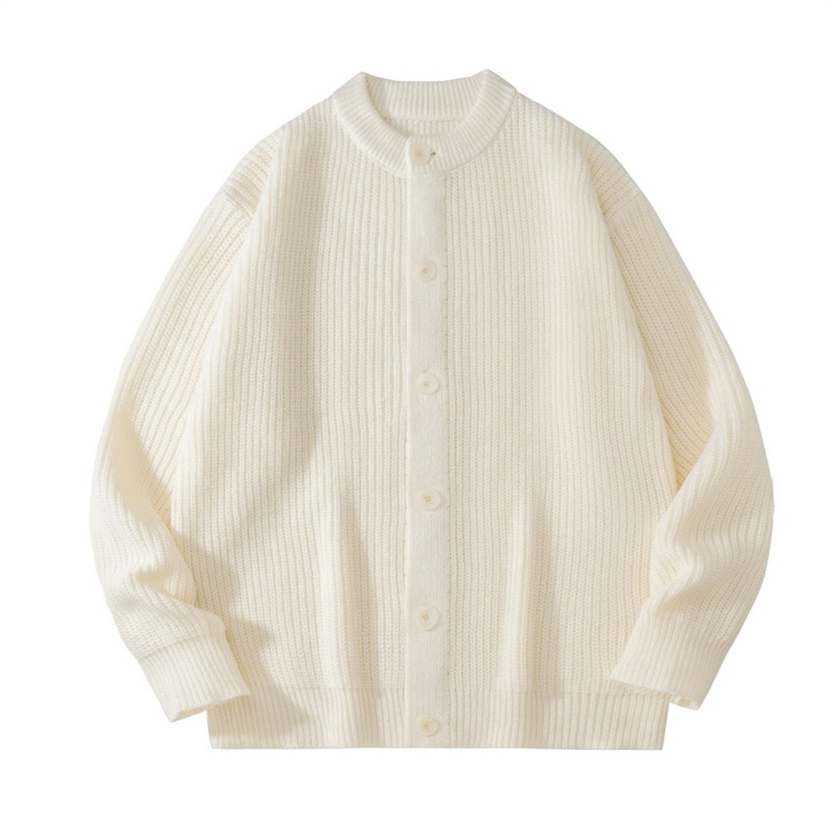​​Men's Oversized Knit Cardigan Pure Color Casual Loose Fit Long Sleeve Unisex Sweater For Autumn Winter​​_viptrois.com