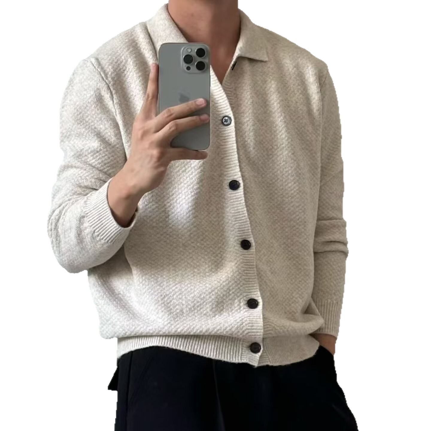 Explosiones transfronterizas de tamaño grande europeo polo camiseta con solapa camiseta de punto suéter hombre viejo dinero cardigán chaqueta fábrica al por mayor