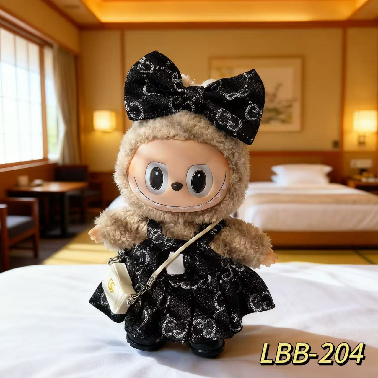 Solo 17cm de tela de seda de peluche de marca una, dos y tres generaciones de ropa de muñeca de tela de labu muñeca en un conjunto de falda image 19