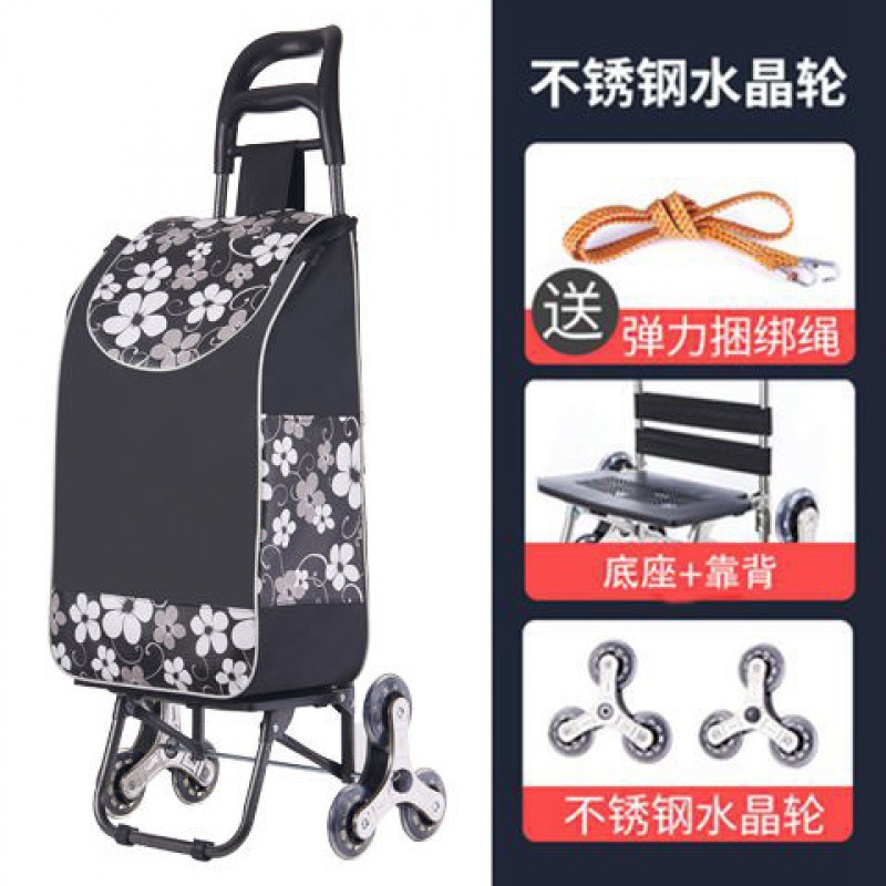 Carrito de compras de verduras, carro de escaleras doméstico, carro de mano, carro de compras plegable portátil, carro de tracción ligero de mercancías