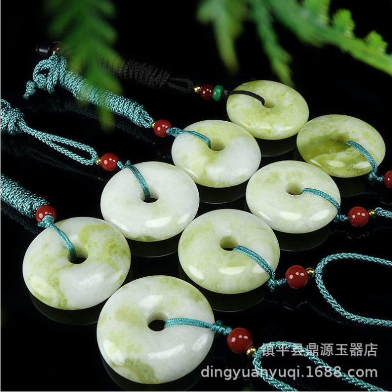 Green Floating Flower Guizhou Jade Peace Pendant, Cauliflower Blue Field Jade Peace Pendant, Jade Peace Ring Car Hanging Wholesale