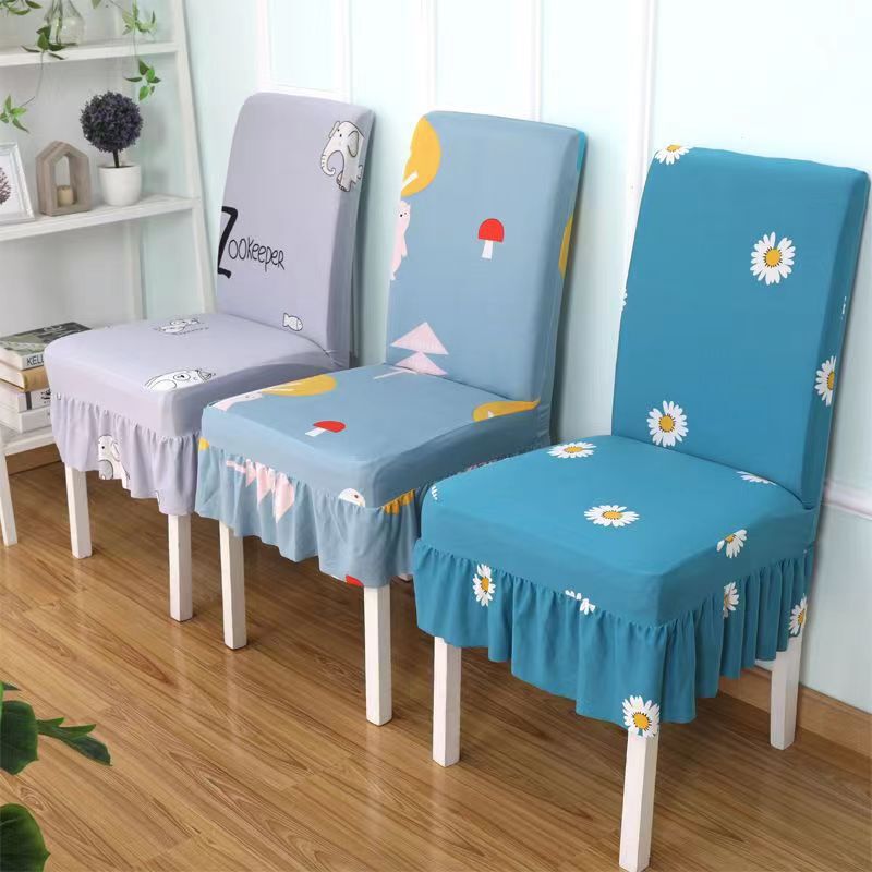 Cross-border simple household with skirt lace printing chair cover hotel restaurant printing one-piece chair cover wholesale Cross-border simple household with skirt lace printing chair cover hotel restaurant printing one-piece chair cover wholesale
