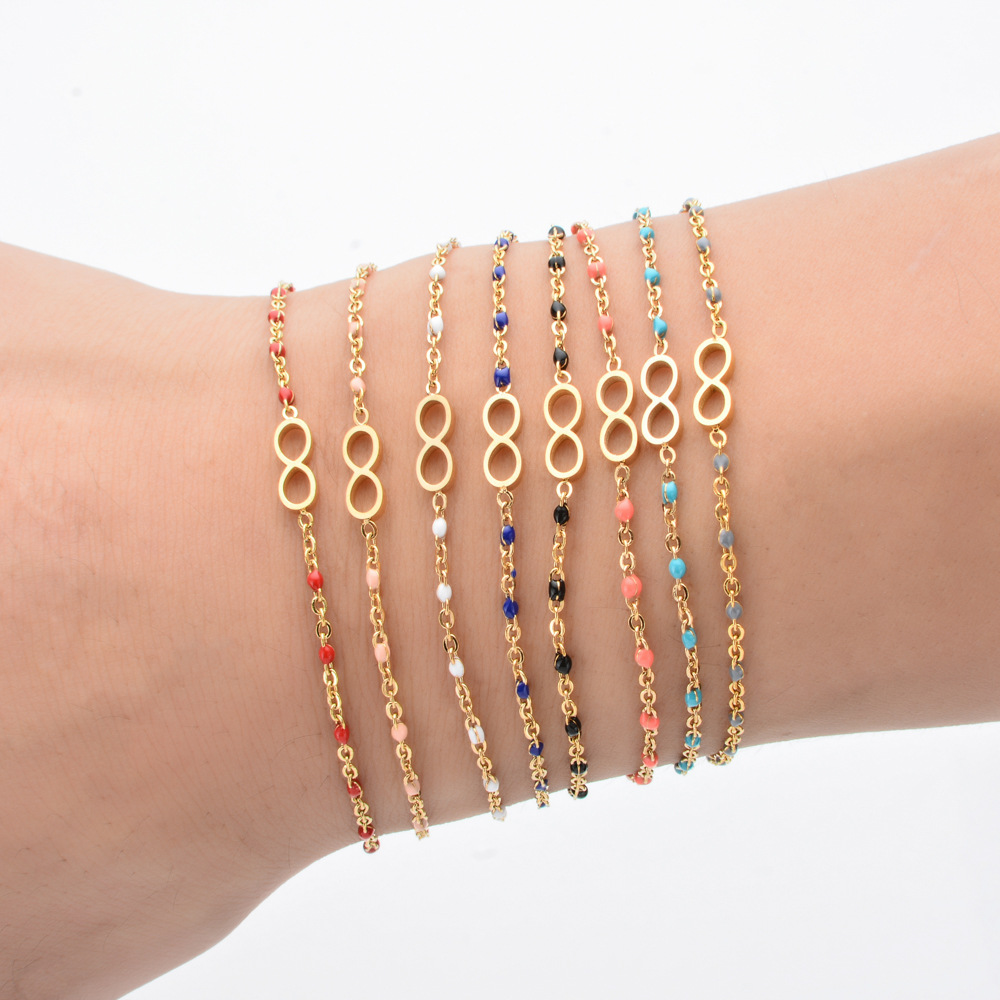 11g Weight Simple Style Commute Infinity Stainless Steel Enamel Plating Bracelets