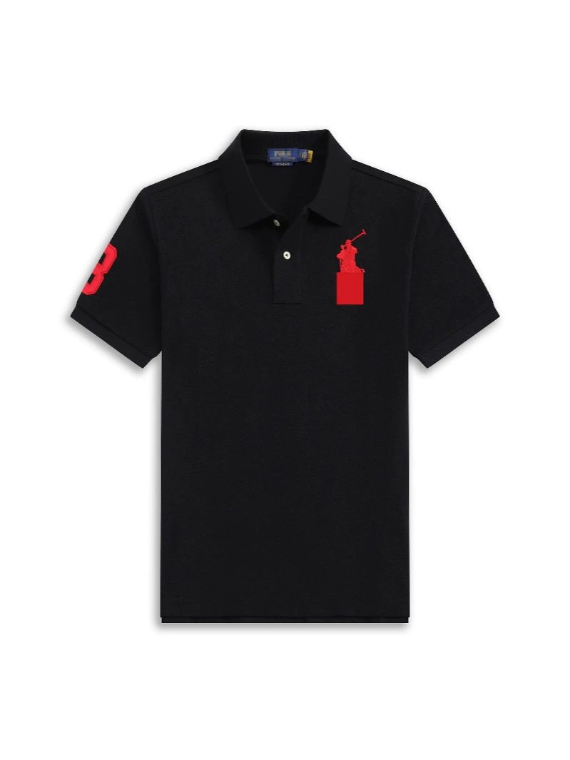 Поло футболка с коротким рукавом (POLO), вышивка, летний трикотаж, размеры XS–3XL