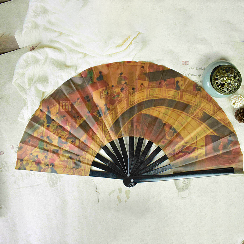 33CM ventilador de kung fu ventilador de kung fu grande ventilador de tai chi ventilador de kung fu diseño personalizado impresión de patrón al por mayor ventilador de viento chino