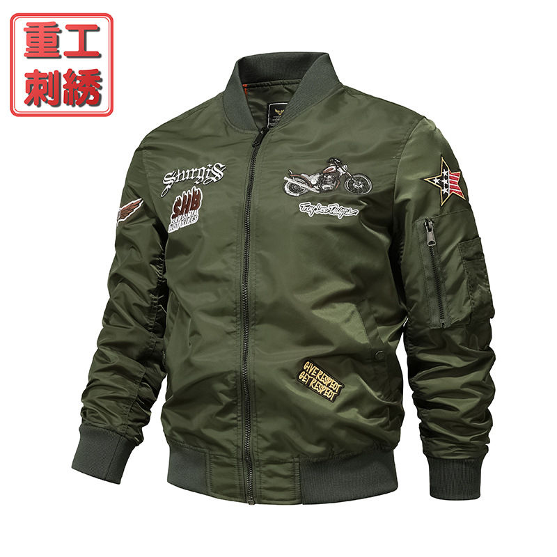 Tendencia de ropa de béisbol de primavera y otoño de la Fuerza Aérea MA1 chaqueta de piloto de industria pesada bordada chaqueta de béisbol de hombre