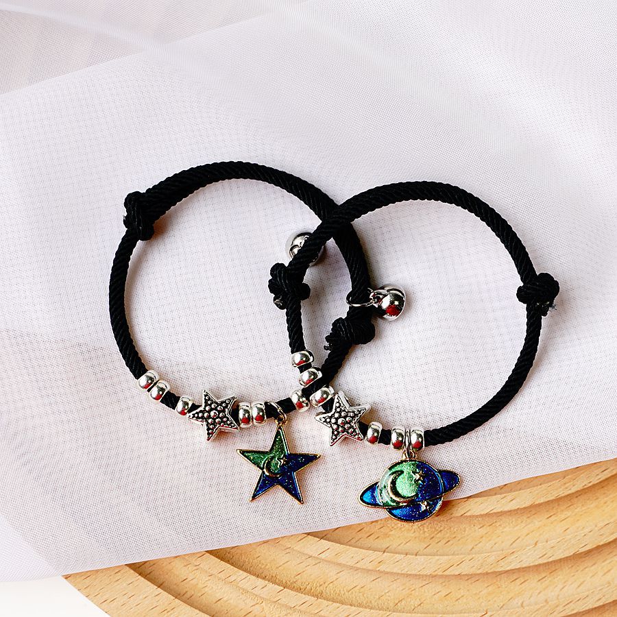 1 Pair Fashion Star Moon Alloy Rope Enamel Unisex Bracelets display picture 4