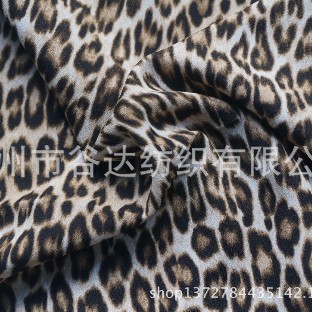 现货供应：平纹人丝人棉绉纺75D人造丝*30S人棉/人丝豹纹印花