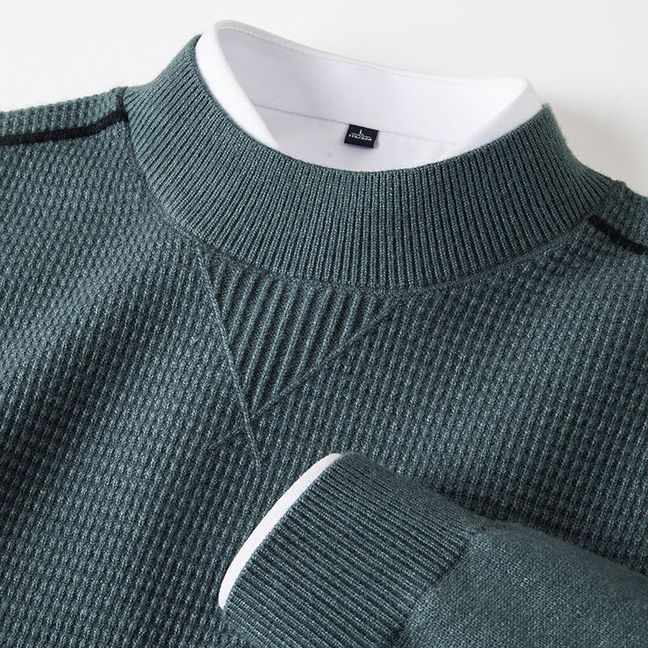 New men's knitted sweater, casual half-high collar, long-sleeved, autumn and winter inner layer, warm knitted top