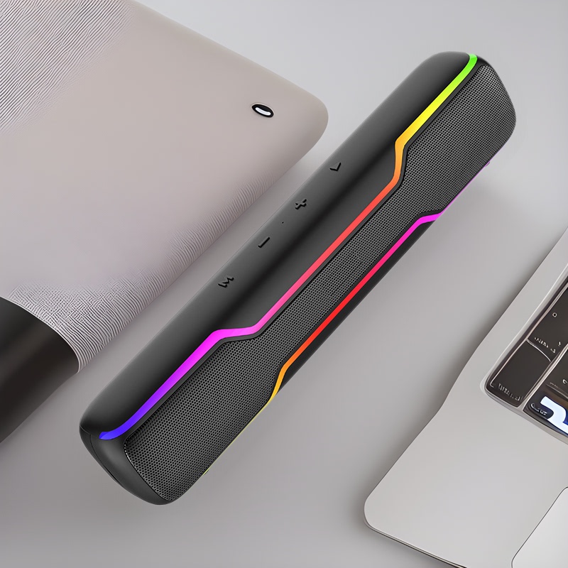 Cross-Border Home Desktop Wireless Long Strip Rgb Light Soundbar Small Speaker Bluetooth Speaker in Stock