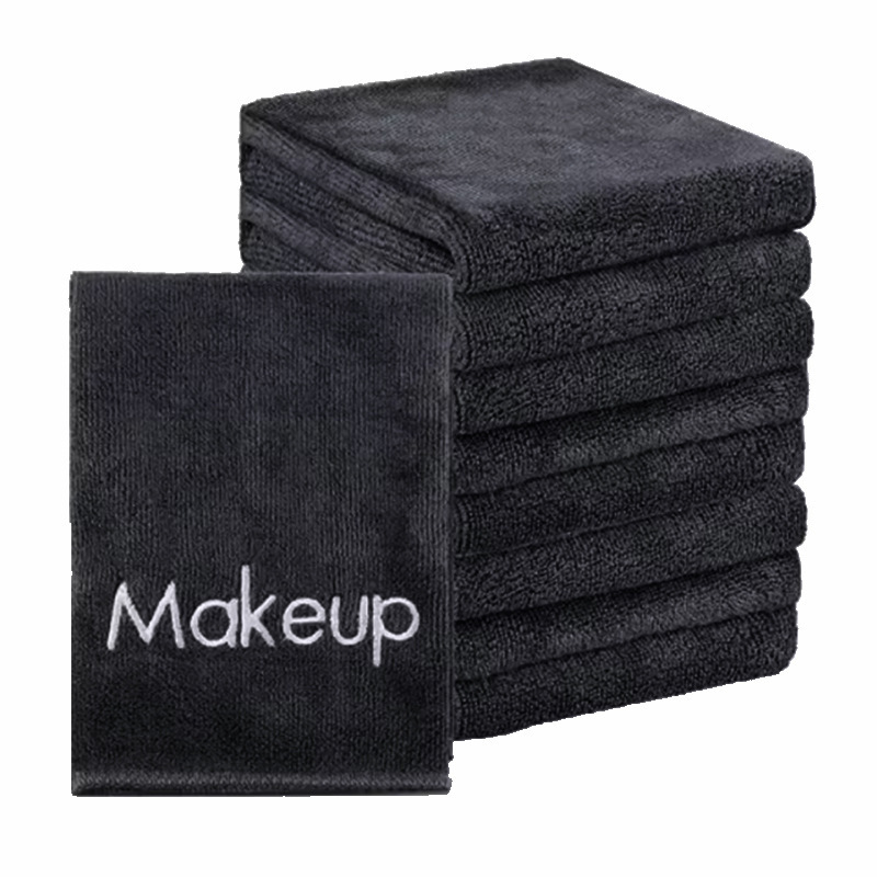 Cross-Border Customized Microfiber Black Towel Absorbent Quick-Drying Car Wash Beauty Gift Embroidery Foreign Trade Black Towel