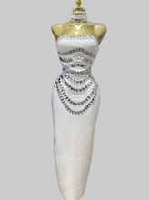 亚马逊爆款轻奢闪钻长款连衣裙时尚走秀名媛宴会晚礼服