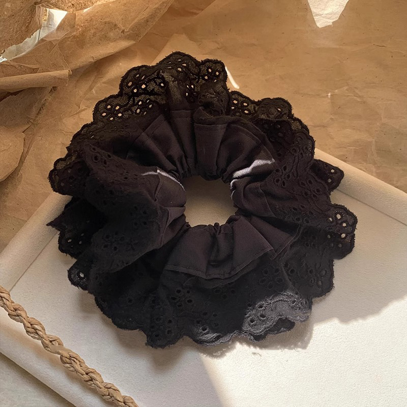 2025 nuevo estilo francés de alta calidad cabello de cabello de encaje blanco gran anillo de cabello para mujeres