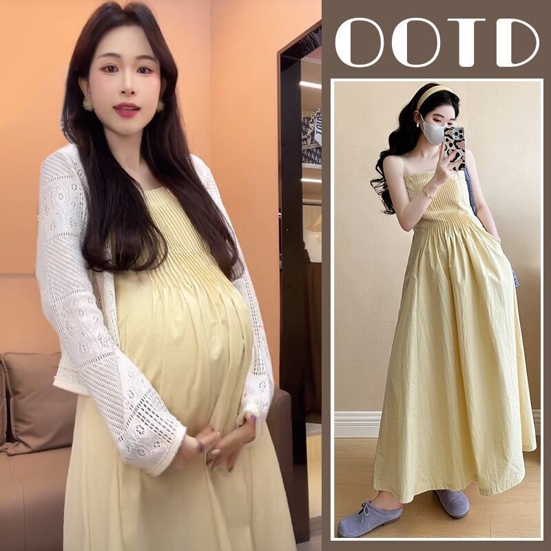 Maternity Wear Summer Suspender Dress Spring and Summer 2026 New Tiktok Hot Style Vacation Style Long Over-The-Knee Dress Maternity Wear Summer Suspender Dress Spring and Summer 2026 New Tiktok Hot Style Vacation Style Long Over-The-Knee Dress