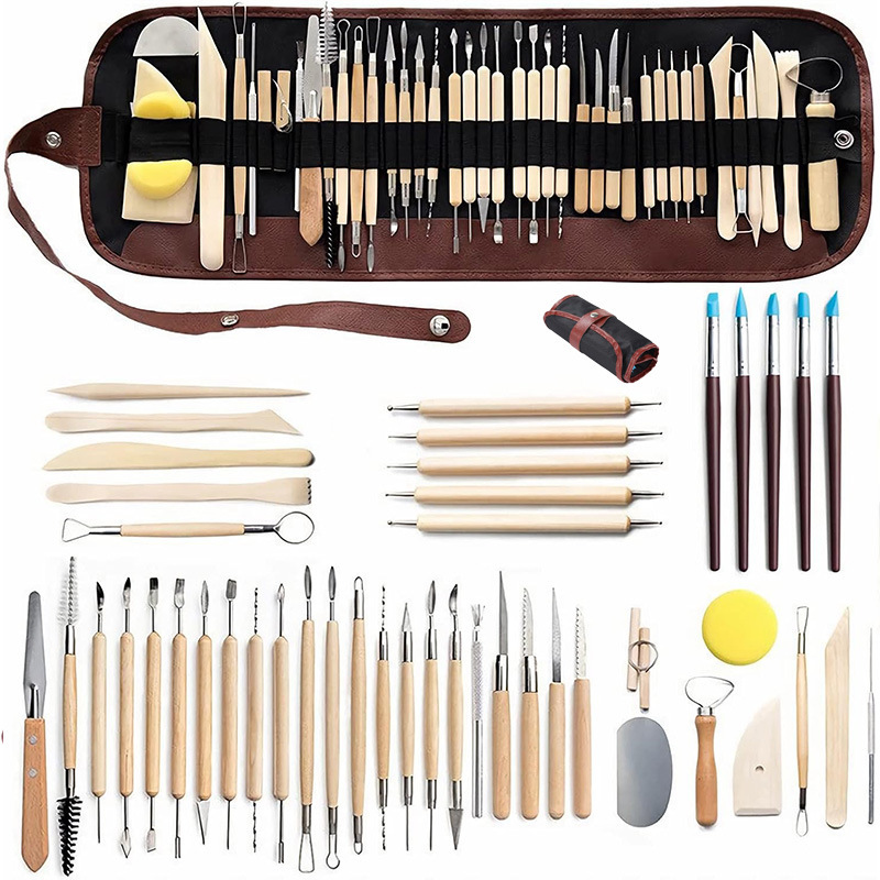 점토 도구 세트 46개/연필 가방 스타일