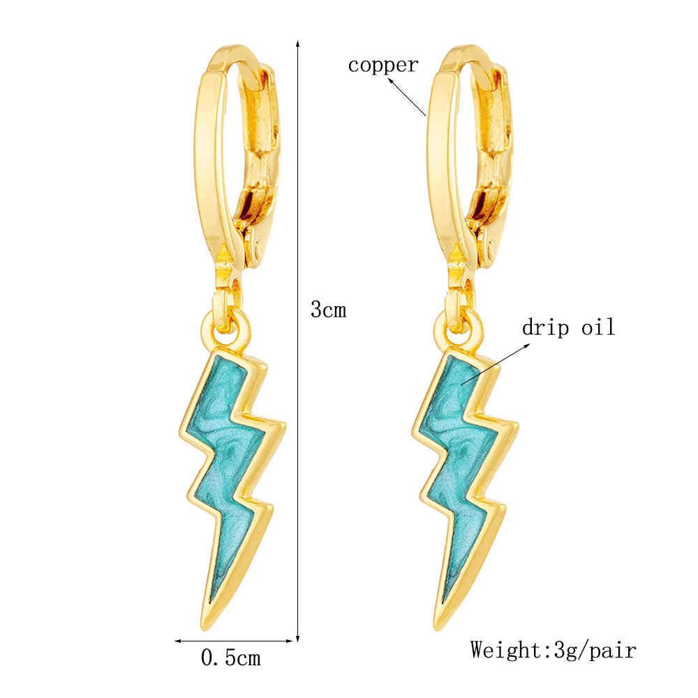 Simple Style Lightning Copper Enamel Drop Earrings 1 Pair display picture 1