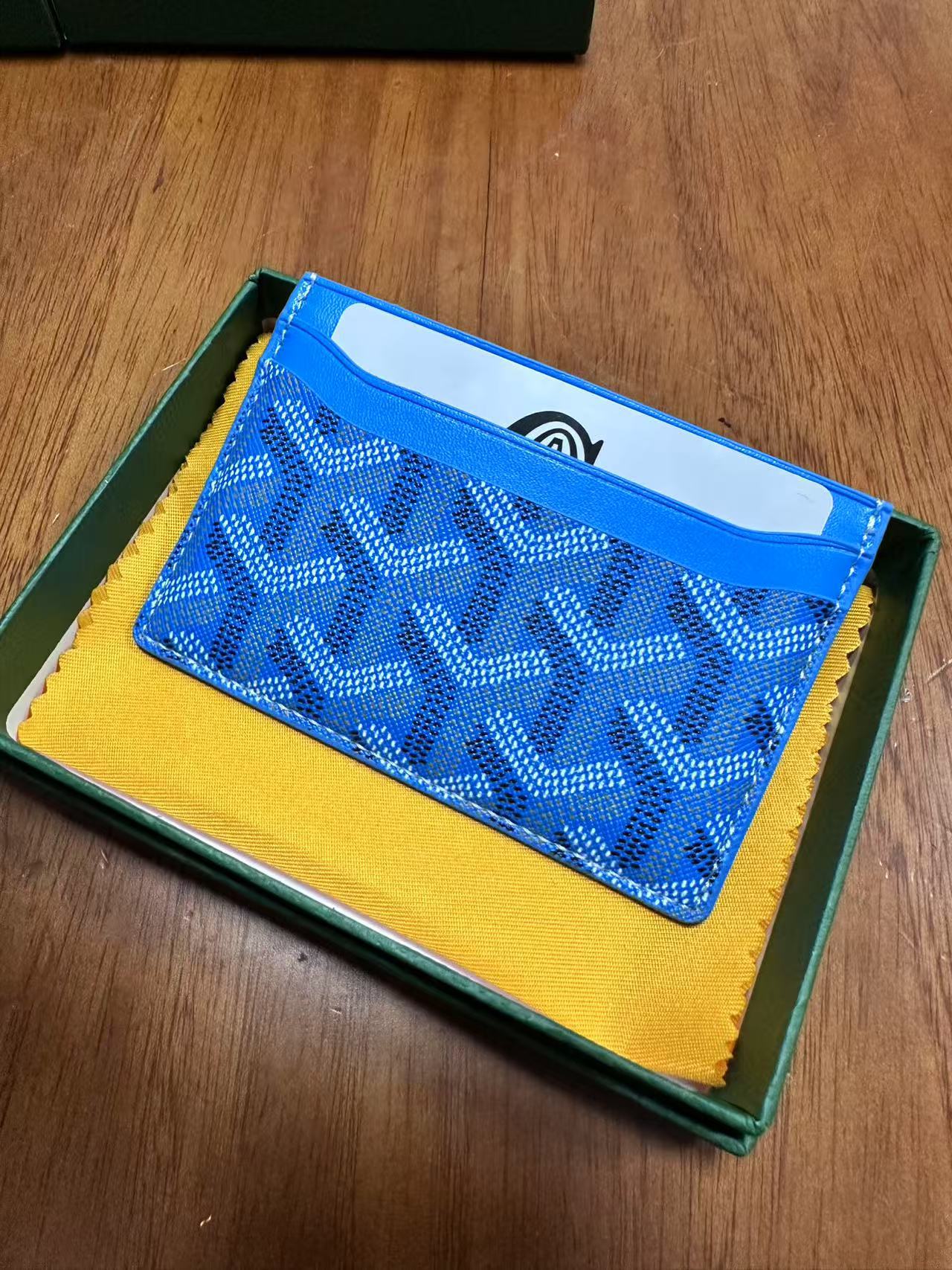 Tarjetero Goyard, tarjetero ultrafino de cuero genuino clásico para hombre, tarjetero de almacenamiento para mujer, tarjetero universal