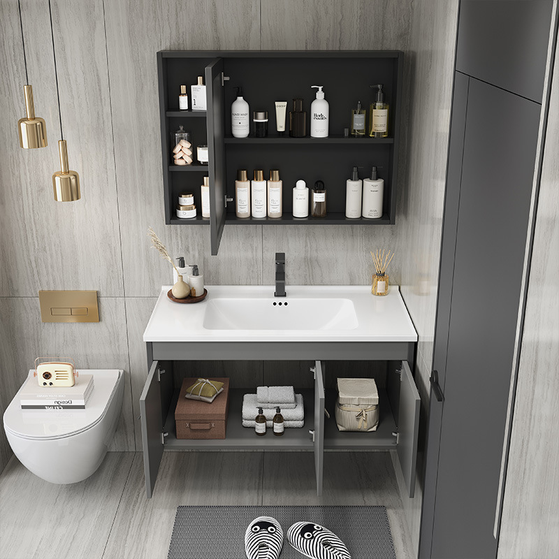 Panal gabinete de baño de aluminio de cerámica cuenca integrada espacio de baño de aluminio lavabo gabinete lavabo combinación