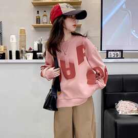 女童洋气卫衣春秋新款儿童秋季时尚休闲圆领上衣女大童学院风衣服