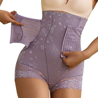 跨境欧美蕾丝排扣高腰收腹裤产后大码提臀后脱BodyShaper美体裤女