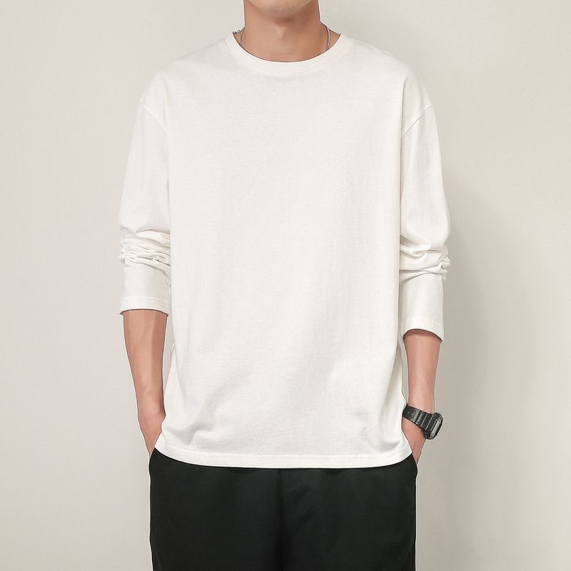 Camiseta blanca de manga larga básica, chaqueta de otoño, t coreana, cultura universal, chaqueta de hombre, una chaqueta de cabello