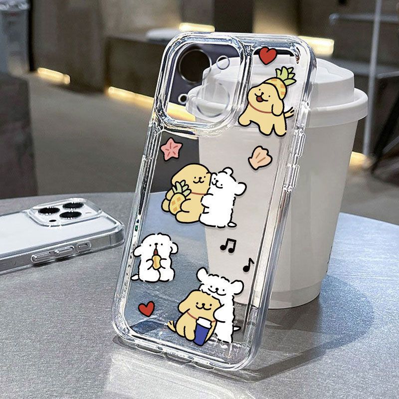 Pineapple Line Pattern Puppy S25 Phone Case with a High-End Feel S21+ Transparent S22 Ultra Stand S25+ Simple S