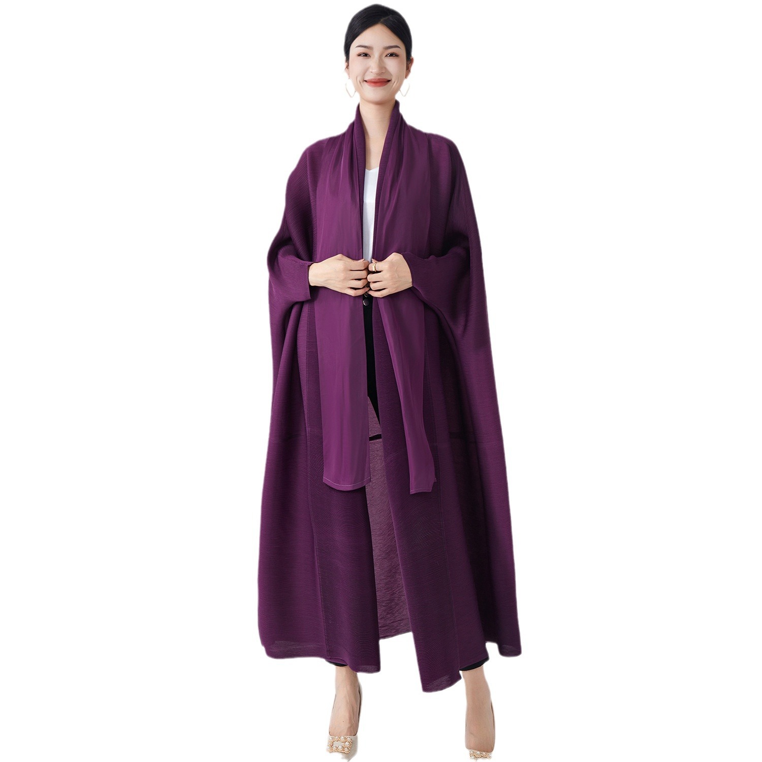 Foreign Trade Arab Clothing, High-end Muslim Women's Loose Plus-size Issey Miyake-style Large Robe Coat For Autumn_ecoleips.com