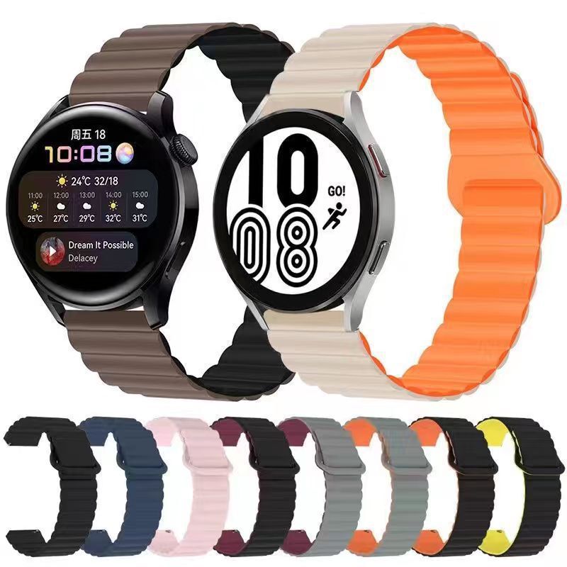 20/22mm Is Suitable for Huawei Gt3Pro/Gts/R, S3 Huami Amazfit Contrasting Color Magnetic Silicone Strap