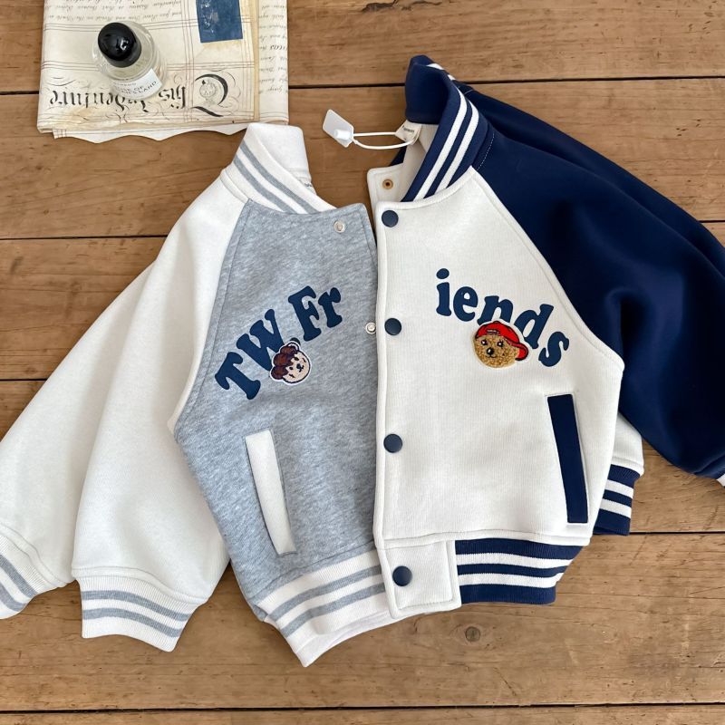 2026 otoño y invierno nuevo chaqueta de oso para niños chaqueta de letras de bebé para mujeres engrosadas
