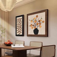 事事如意餐厅装饰画柿子画新中式二联餐桌餐边挂画高级感厨房壁画