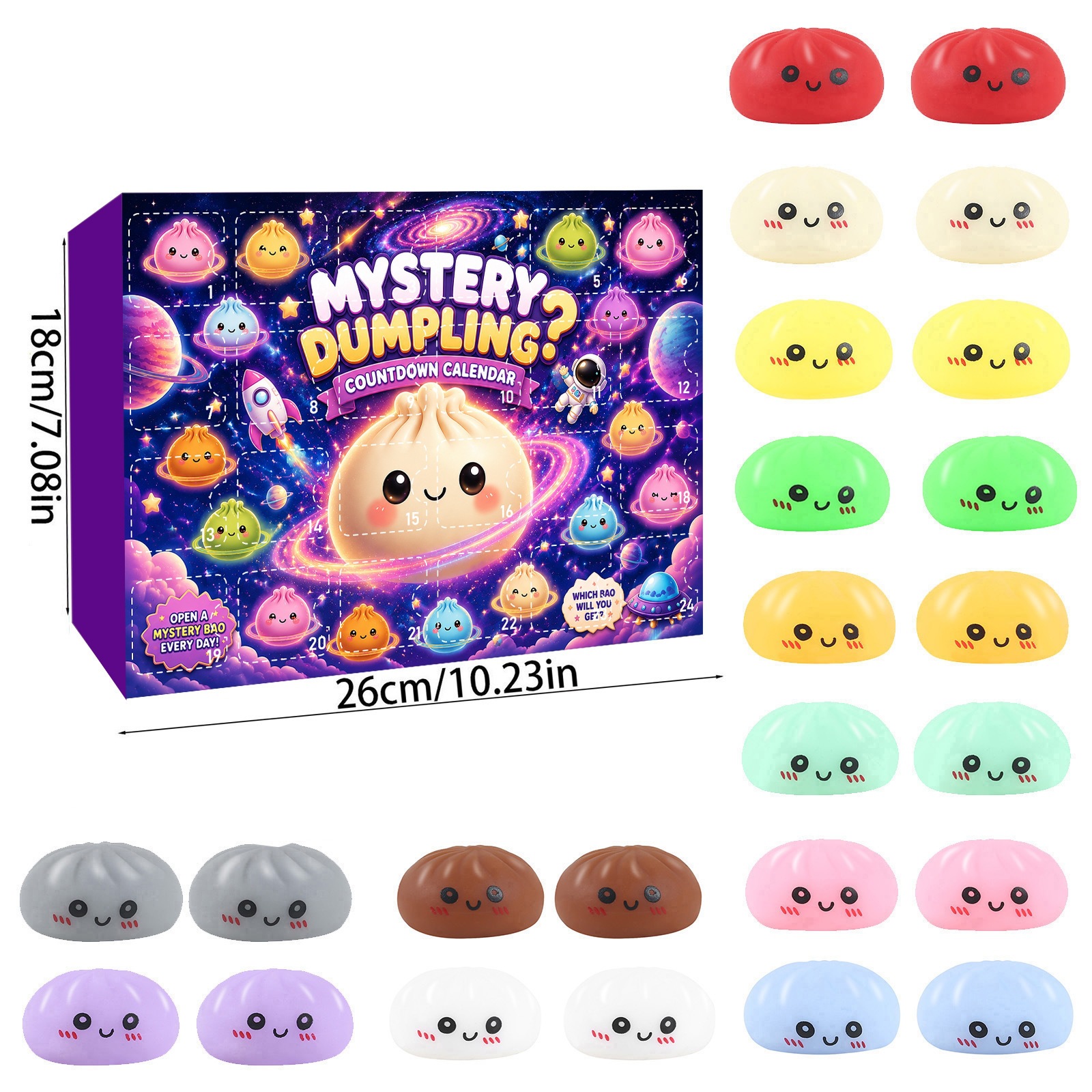Cute Mini Bun Squishy Fidget Toy 24 días cuenta regresiva pan de dibujos animados pellizco pellizco Le caja ciega image 10