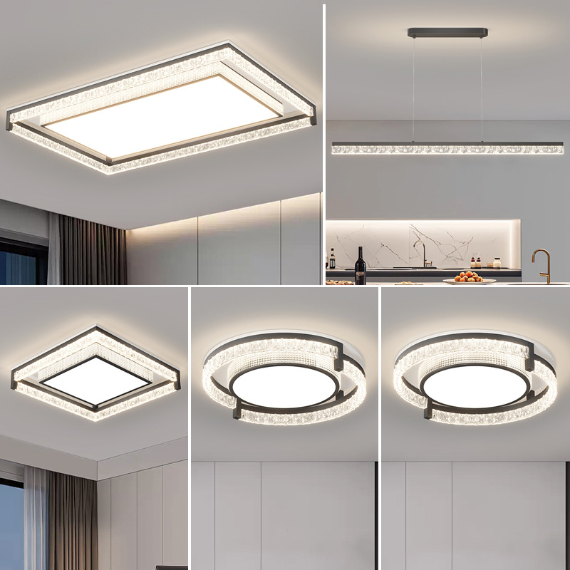 Lámpara de sala de estar minimalista de estilo italiano, lámpara de techo, atmósfera simple moderna, lámpara de dormitorio de espectro completo, paquete de lámpara para toda la casa