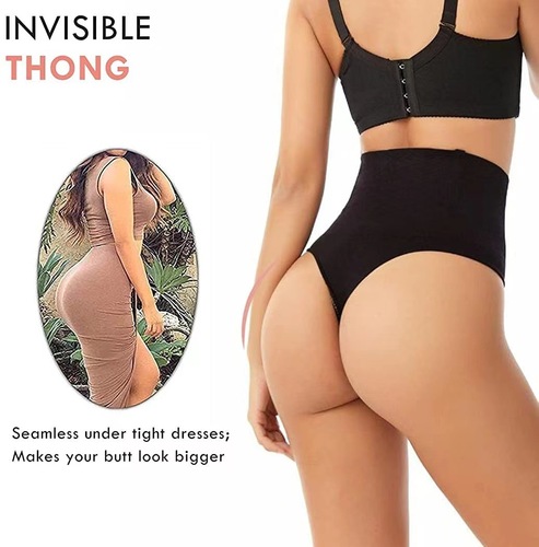 European and American sexy mid-waist tummy-control butt-lifting pants seamless body-lifting butt-exposed high-waist pants triangle thong underwear