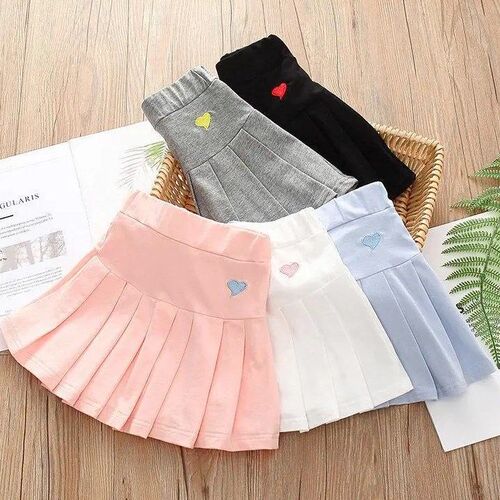 Girls' Pleated Skirt Pants Safety Shorts Skirts Versatile Children Anti-Bleed Half Body Short Skirts Summer Medium and Large Children Trend