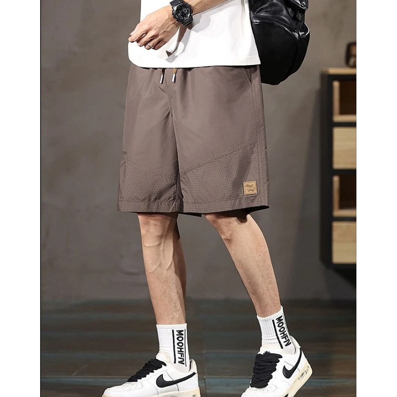 Simple and Luxurious Clothing, Loose and Quick-Drying Ice Silk Burnt Flower Shorts, Versatile Five-Point Pants, Men's Sports Shorts