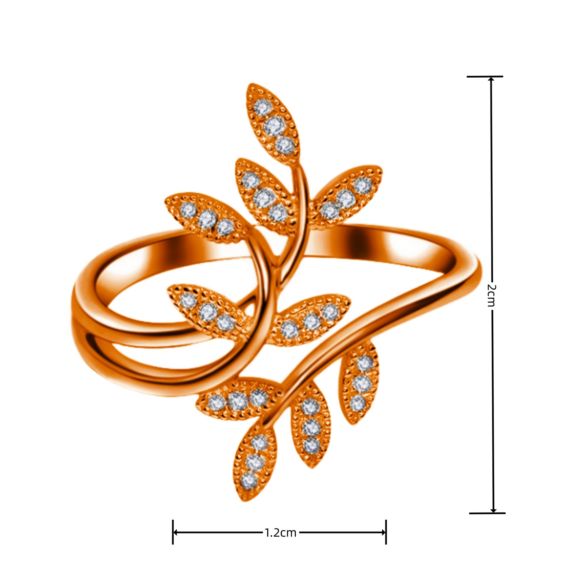 Fashionable Adjustable Zircon Flower Leaf Ring For Women_voghion.com