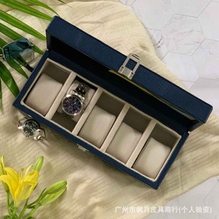 Foreign trade genuine leather lychee pattern large capacity watch Storage Box fashion leather with watch pillow with lock watch bag for men and women