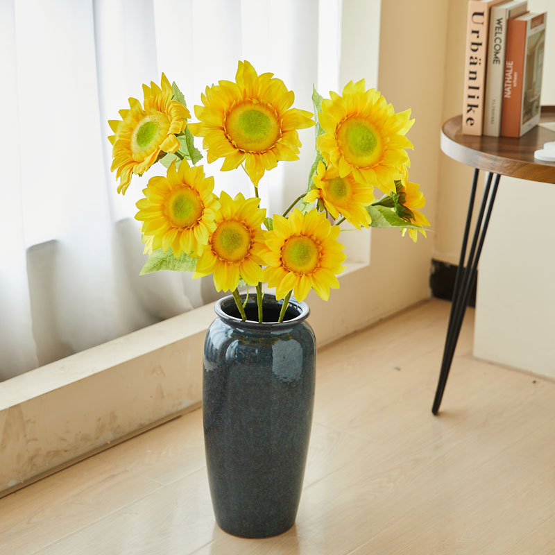 清新单支向日葵仿真花奶油系家居客厅餐桌假花装饰摆设新款假花详情12