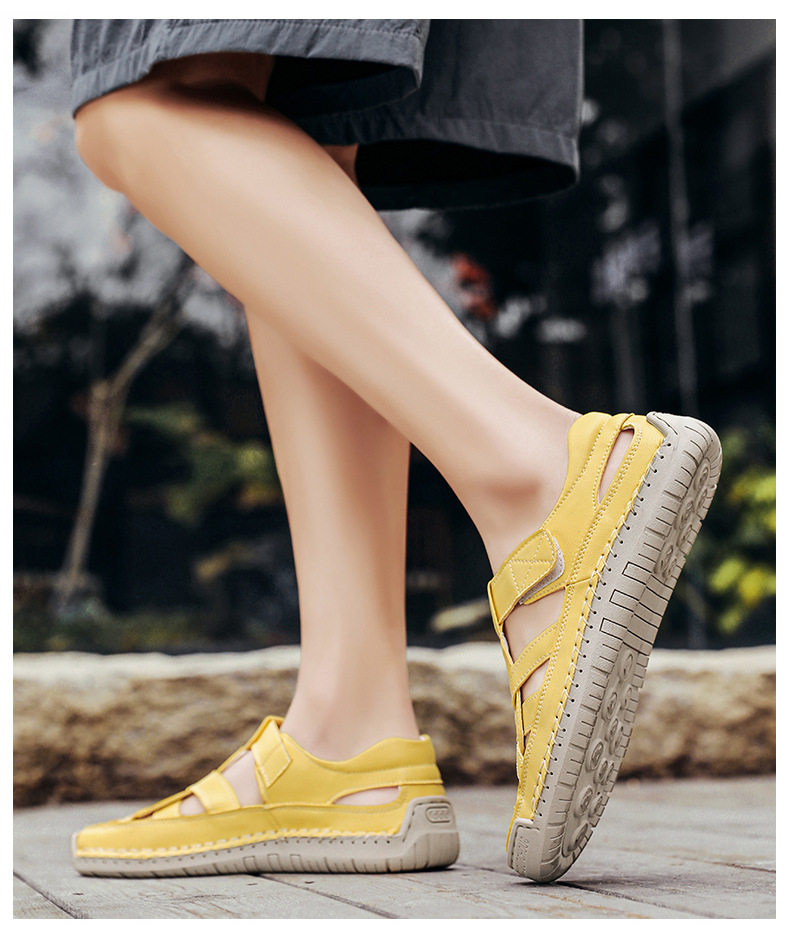 Dép sandal nữ quai ngang đế bằng dệt mềm nhẹ chống trượt đi biển — 2509 màu, 2509 màu hồng, 2509 quả mơ, 2509 xanh chi tiết 14