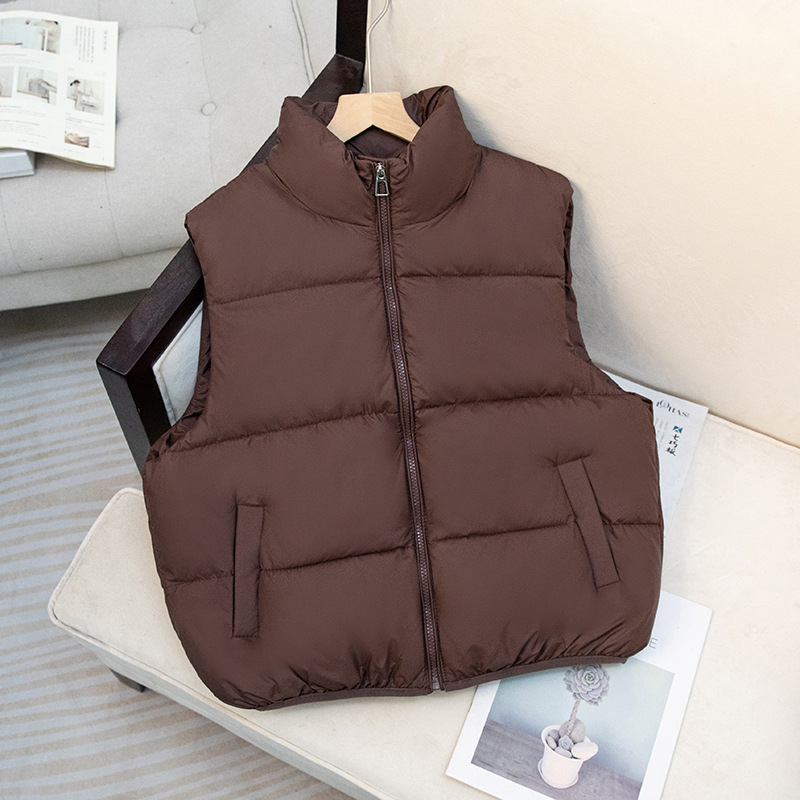 2025 nuevo chaleco encapuchado de invierno de moda universal estilo extranjero algodón delgado cortar hombro de mujer holgada coreana abrazadera de caballo de algodón image 4