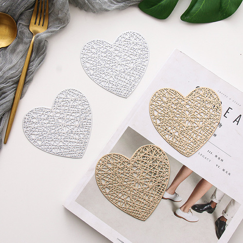 Valentine's Day New Product Love Heart Table Mat PVC Pattern Table Mat European Anti-slip Insulating Western Dinner Mat Love Cup Mat