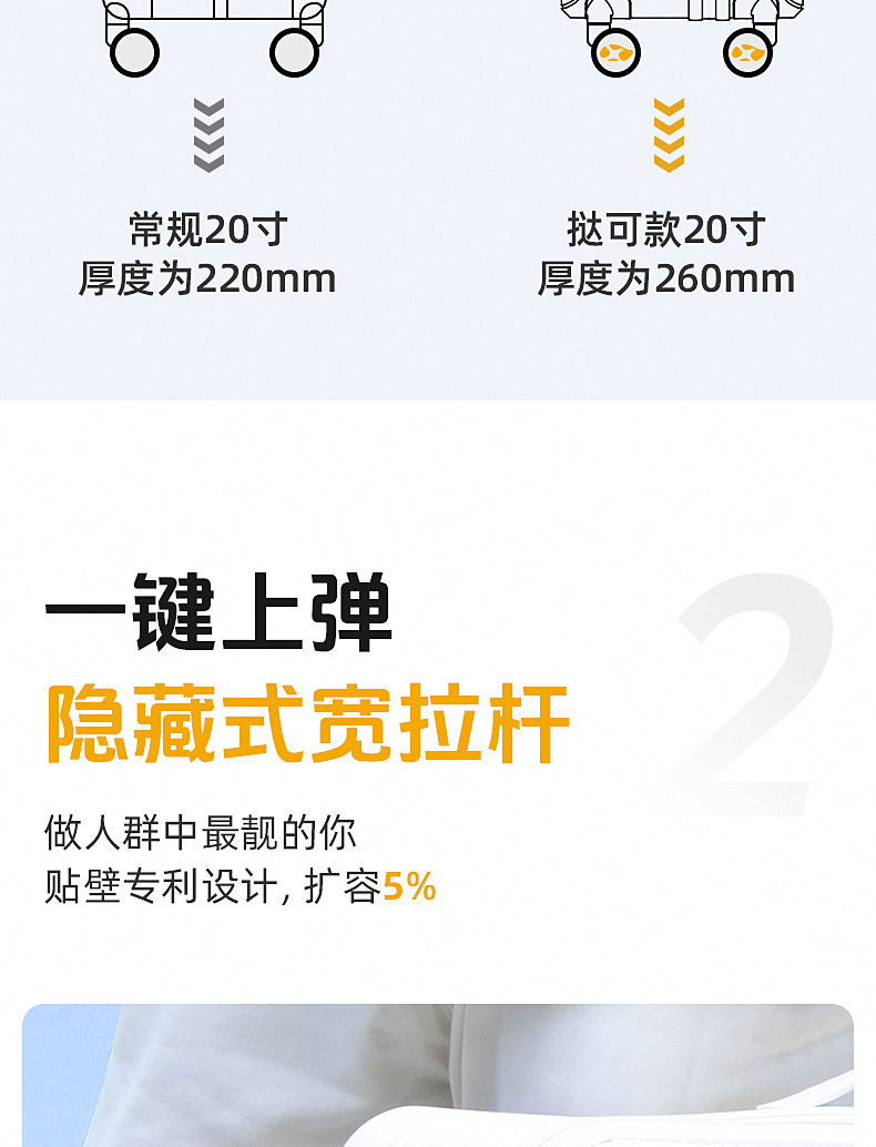 Vali kéo 20 inch chống nước bánh xe đa hướng dung tích 53L — 53L Công suất khổng lồ gói màu đen chi tiết 6