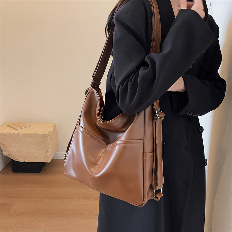 Cross-border PU Leather Backpack & Crossbody Bag for Women, 2-in-1 Tote Bag 2025 New Arrival School Shoulder Bag - Thumbnail 2