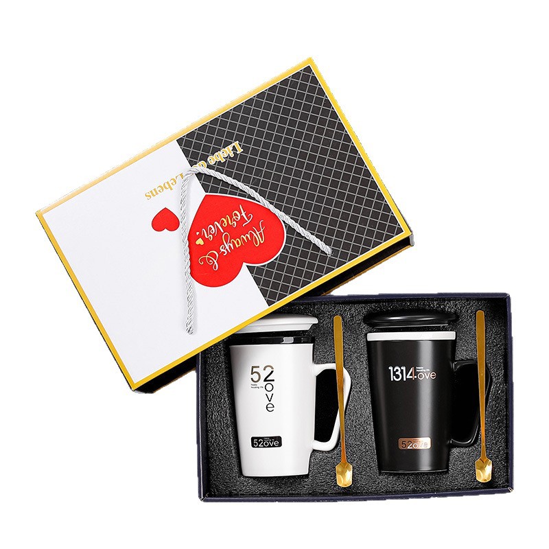 Tazas de agua de cerámica de pareja transfronterizas, tazas de regalo de pareja, logotipo personalizado, tazas en blanco y negro image 6