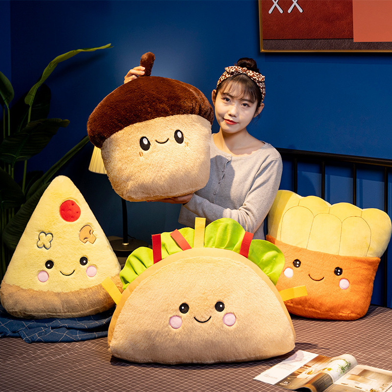 Alimentos de dibujos animados almohadas lindas pizza burrito grande entretenimiento cabeza de cama cintura decoración sofá almohadas niños niñas