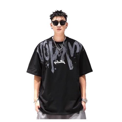 American Heavyweight Oversized Men's Short-Sleeve T-Shirt Summer Hip-Hop Style Streetwear Cool Letter Print