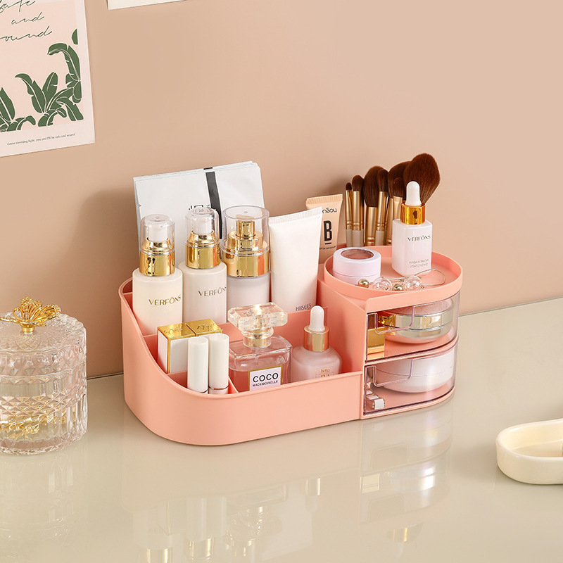 Caja de almacenamiento de cosméticos tipo cajón mesa de tocador espejo de maquillaje estante de productos de cuidado de la piel caja de maquillaje de lápiz labial transfronterizo