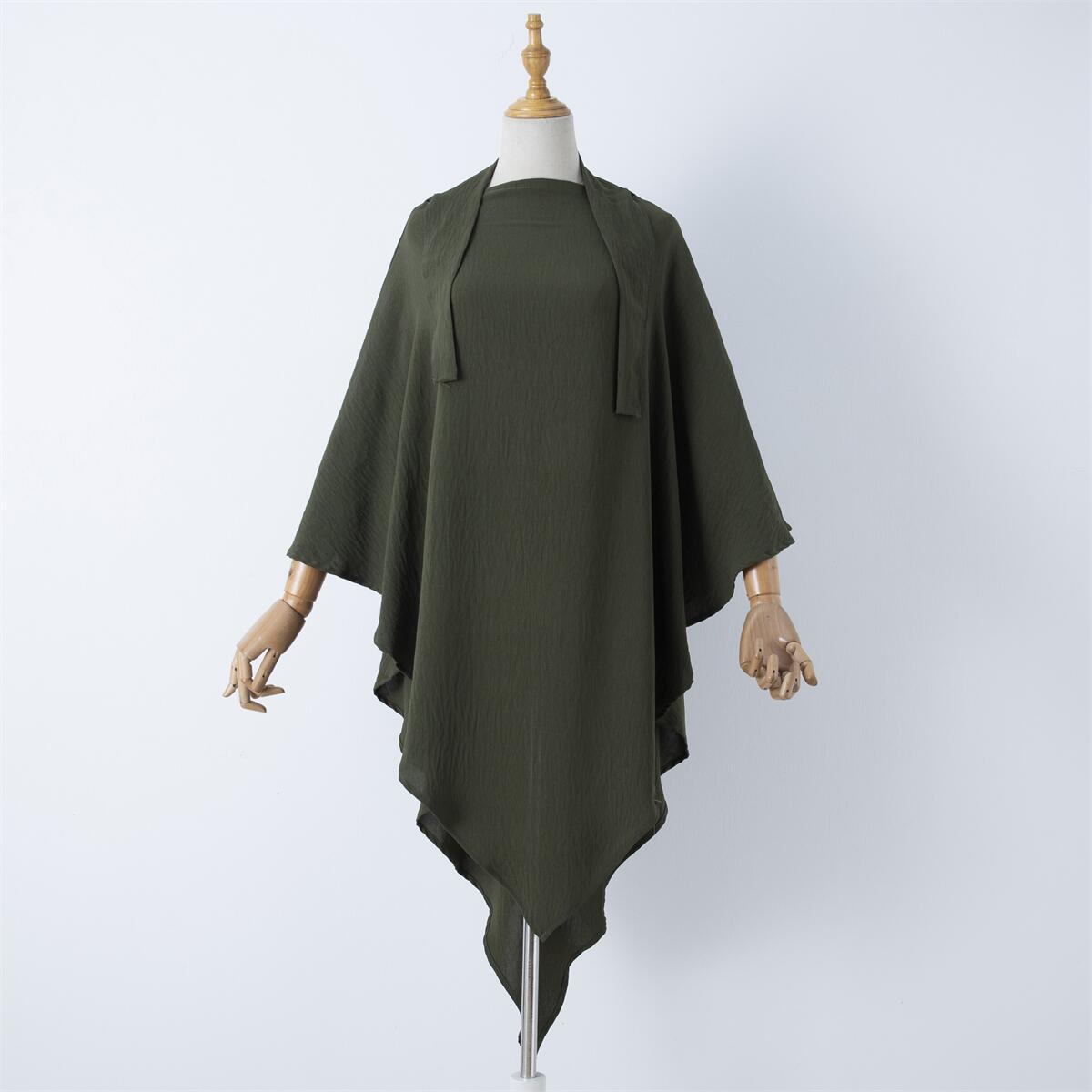 Damenbekleidung einfarbige Spitze Muslim Doppelschicht Kopftuch_voghion.com